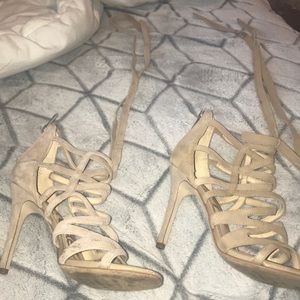 Tan strapy heels